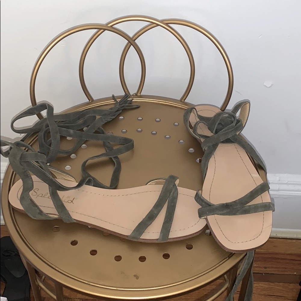 Splendid gladiator green suede sandals